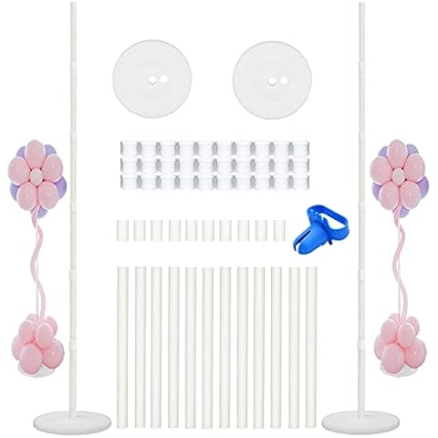 2 Sets Balloon Column Stand Kits 6 Ft Height with Balloon Column Base and Pole Balloon Tower for Birthday Christmas Party Anniversary Balloon Decoration Cover