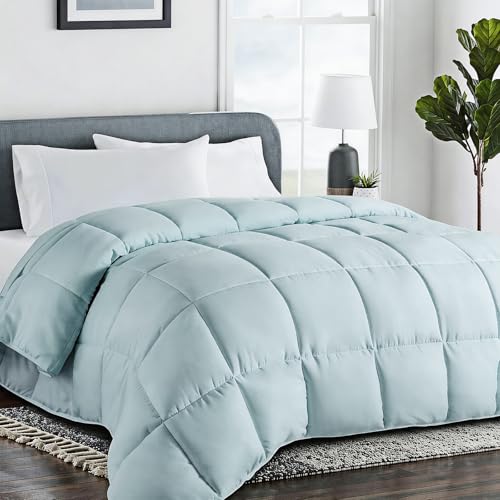 Image of COHOME Oversized King Size Comforter, All-Season Quilted Down Alternative Duvet Insert, Luxury Hotel GentleSoft Comforter with Anti-Clump Tech & 8 Tabs - Reversible - Aqua 98 x116 inches