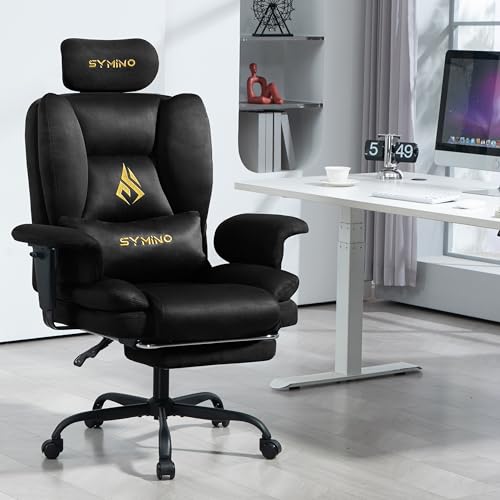 Symino Gaming Chair with Footrest, Computer Chairs, PC Chair with Pocket Spring Support, Ergonomic Comfortable Gaming Chairs for Adults, Black - Image 3