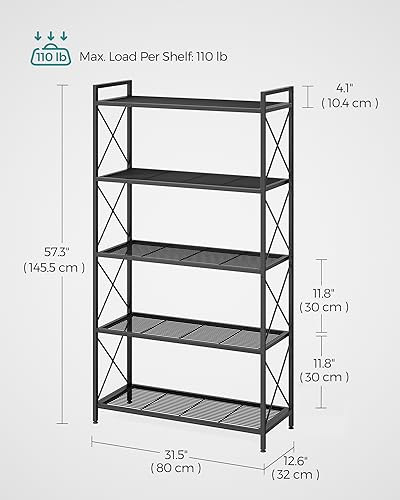 Image of SONGMICS 5-Tier Steel Storage Rack, Shelving Unit with X Side Frames
