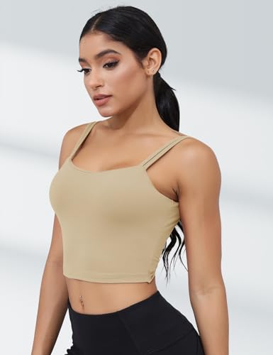 Image of LUYAA Womens Workout Sports Bras Backless Padded Yoga Tank Tops Crop Twist Low Back Cami Bra for Gym