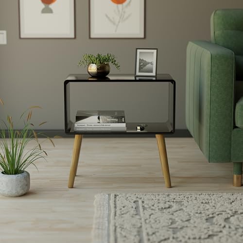 Image of Amazon Brand - Umi Bookcase Nightstand, End Table, Bed Side Table for Small Spaces Magazine Stand with Storage Engineered Wood Wooden Bedside Table, Coffee Table, Living Room /Bedroom (Black Big)