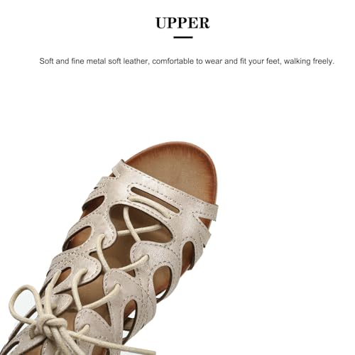 Women's Open Toe Wedge Gladiator Sandals,Strappy Zipper Orthopedic Roman Sandals,Fish Mouth Round Toe Cage Beach Sandals4