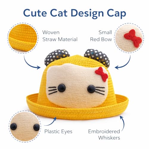 Image of VRITRAZ Baby Boy's and Girl's Kids Children Cute Printed Cartoon Gift Summer Fancy Dress Straw Fasion Hat Cap 1