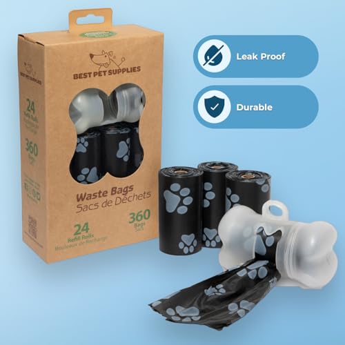 Image of Best Pet Supplies Dog Poop Bags, Rip-Resistant and Doggie Waste Bag Refills with d2w Controlled-Life Plastic Technology - Pack of 360, Black (Scented)