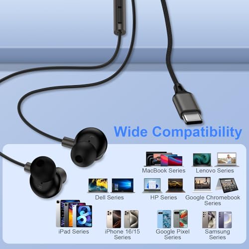 Auriculares tipo C con micrófono compatibles con Samsung Galaxy S26 Ultra y A57 6