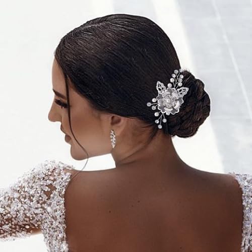 Épingles à cheveux fleur strass et perles HONGMEI pour femmes - 2