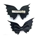 Halloween Hair Bows Clip Barrette Cosplay Costume Halloween Bows for Hair Accessory Goth Hair Accessories for Women Girls Black Bat Hair Bow Halloween party Accessories