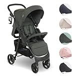 My Babiie MB30 Pushchair – from Birth to 4 Years (22kg), Easy Compact Fold, Large Shopping Basket, Adjustable Handle, Stroller Includes Cup Holder, Rain Cover – Forest Green