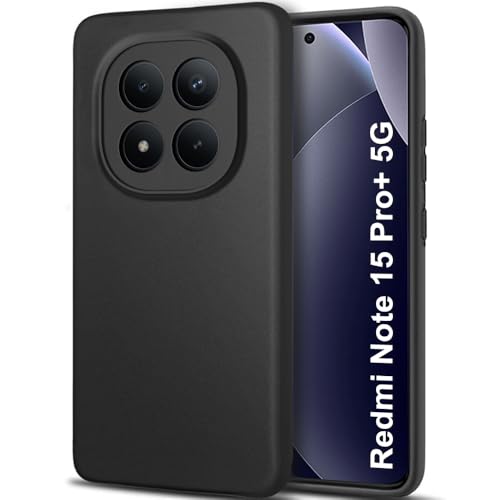 Image of TheGiftKart Sleek Back Cover Case for Mi Redmi Note 15 Pro Plus 5G | Slim Fit Protective Design | Ultra Matte Finish | Camera Protection Bump | Soft Silicon Back Cover Case (Silicone, Black)
