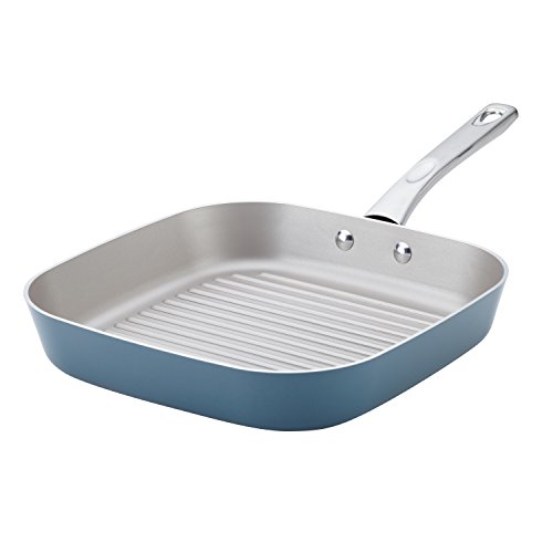 Ayesha Curry Home Collection Nonstick Square Grill Pan  Griddle Pan - 1125 Inch Twilight Teal