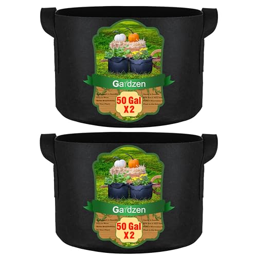 Gardzen 2-Pack 50 Gallon Grow Bags Aeration Fabric Pots with Handles Pot for Plants
