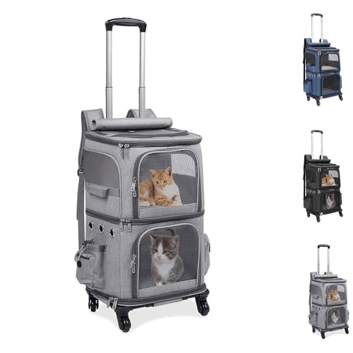 Aoccqkf取り外し可能なダブルペットキャリアバックパック 小型猫/犬用 猫用トラベルキャリア 猫2体用 旅行/ハイキング/キャンプに最適
