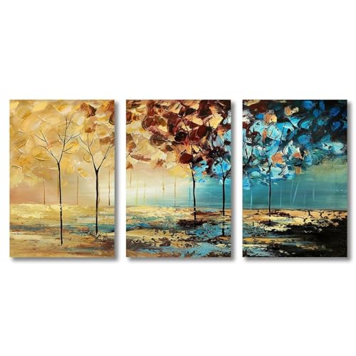 Impression paysage abstrait or bleu toile de maître - 4