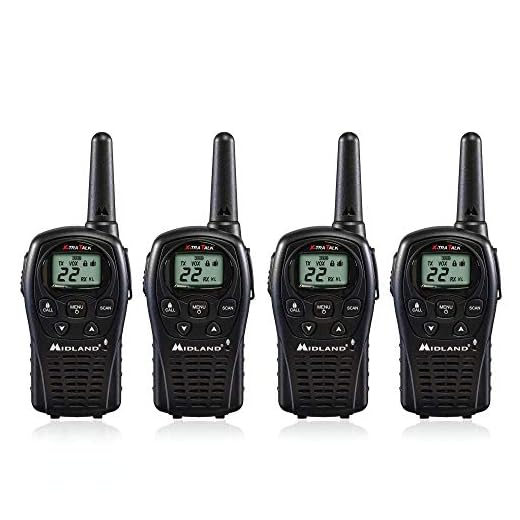 4-Pack Midland LXT500VP3 Two Way Radio, Rechargeable Batteries and Chargers