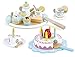 leomark Conjunto de Madera para una Fiesta de cumpleaños - 2 en 1 - Tetera de Madera + Torta de cumpleaños con Accesorios, para cocinas de Juguete, para niños, Multicolor