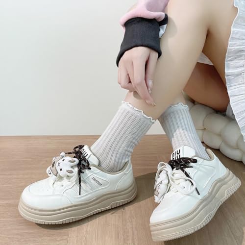 Women Cute Platform Sneakers, Korean Style Bunny Charm Candy Color Girls Casual Walking Shoes Student Comfortable Slip-On4