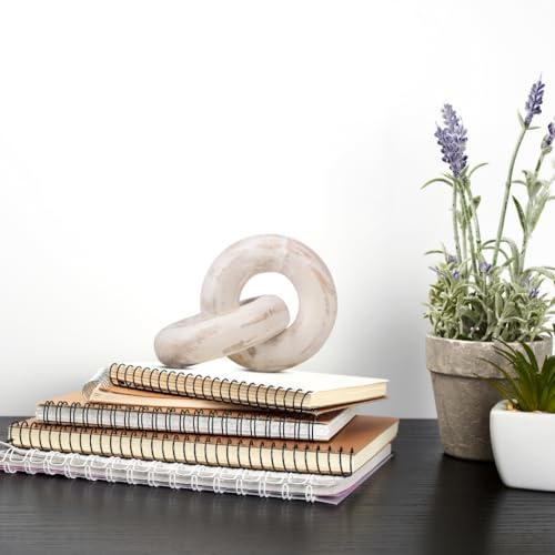 Nudo decorativo de madera 7x5.2x2.5 in blanco lavado miniatura 2