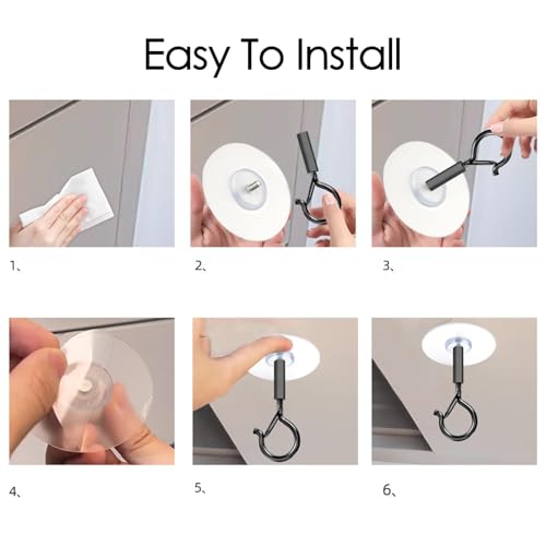 Mwqpgyh 8 Stück Deckenhaken Selbstklebend, Wandhaken Mit Sicherung Ohne Bohren,Schwerlast Deckenhaken,Klebehaken Extra Stark Für Blumentöpfe, Deckenhaken Mit Sicherung, Tragfähigkeit 1,5 Kg