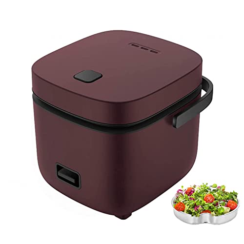 Rice Cookers Small for 1, Small Rice Cooker Mini Rice Cookermaker 1.2 Litre, Includes Steamer And Spatula,Brown