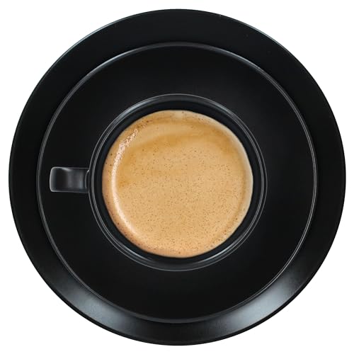 MamboCat Panther 30tlg Kombiservice I matt schwarzes Steingut-Geschirrset für 6 Personen I Je 6X Kaffeetassen 160ml, Untertassen, Kuchenteller, Suppenteller 420ml & Speiseteller