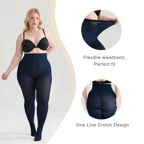 Image of Women's Plus Size Tights High Waist Sheer Semi Opaque Ultra-Soft Pantyhose XL, 2XL, 3XL, 4XL