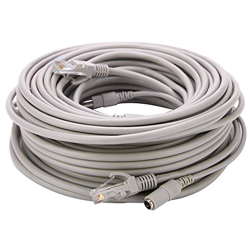 5M/10M/15M/20M CCTV Cable, AHD Video Power Cable for CCTV Security Camera Surveillance System, Cat Cabel for IP Cameras NVR System 10Mbps/100Mbps(Color White)(20M)