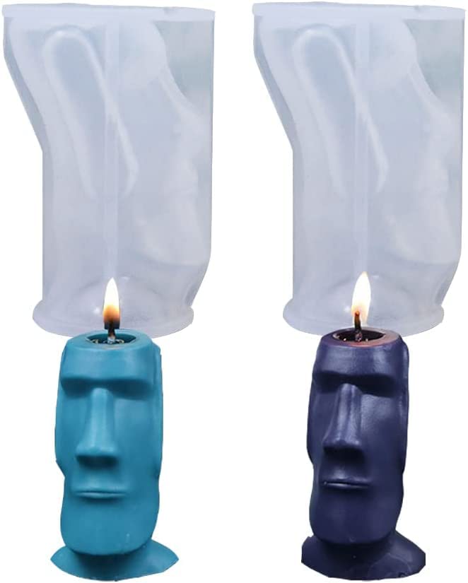 MATIN IMPEX Easter Island Head Candle Mold Set Moai Head Silicone Mold for Aromatherapy Candle Soap Making DIY Epoxy Mould Resin Casting Art Crafts Lotion Bar Party Supplies Home Décor-- 1 pcs (WCM152)-image-12