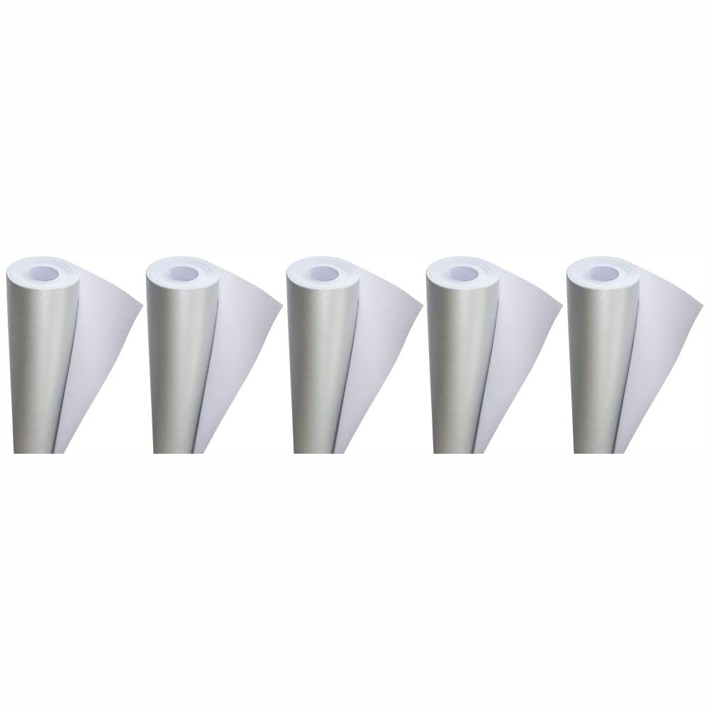 3 Ace Crafts (Pack of 5) Poster Paper Roll (Silver) Approx 76cm x 10m for Gift Wrapping, Craft, Packing, Parcel, Party Decoration, Table Runner, School Notice Boards, Display and Card Making