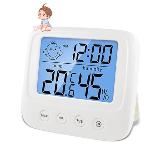 Yoidesu Digital Alarm Clock, Large Color Display Digital Desk Clock with Indoor Temperature and Humidity, High Accuracy Atomic Clock Humidity Meter Thermometer with Nightlight