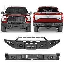 Hooke Road 15-17 F150 Front and Rear Bumper Kit for 2015 2016 2017 Ford F-150 Exclude Raptor, Offroad Bumper w/Winch Plate & LED Lights & D-ring Mounts