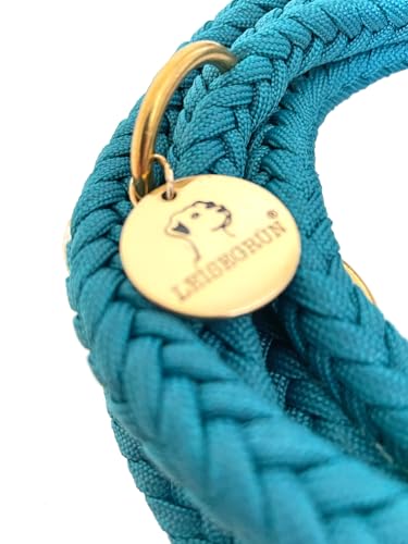 Leisegrün Paracord Hundeleine 2m | Handgefertigte Leine 3-Fach verstellbar | Handmade für kleine und mittelgroße Hunde (Seafoam, 2 m) | Farbe: Türkis