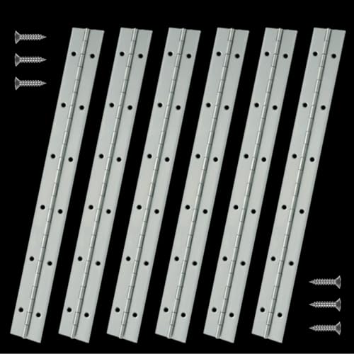 MIVIDE 6PCS 12 inch Piano Hinges 300mm, Long Hinges for Wood Continuous Hinge Heavy Duty
