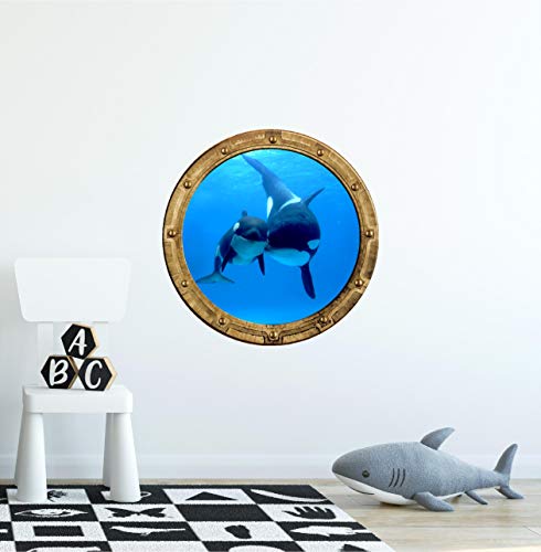 Vinilo decorativo Ballena asesina y cría 12 pulgadas miniatura 2