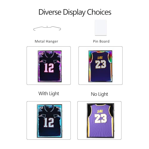 image for IHEIPYE LED Jersey Frame Display Case - Shadow Box with LED Light - Bl