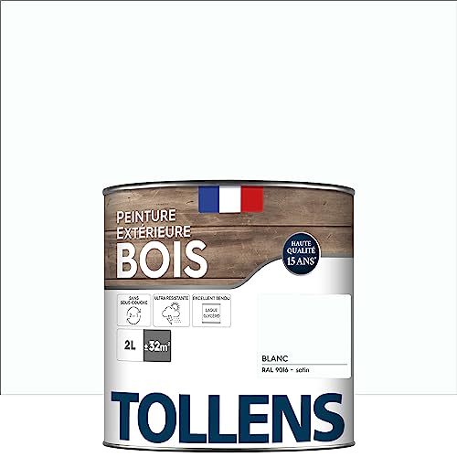 Tollens - Peinture extérieure bois 2 en 1 - Ultra Résistante - Finition Satin - Laque Riche en Résine - Pour Toute Boiserie Extérieure - Sans Sous-Couche - Satin -...