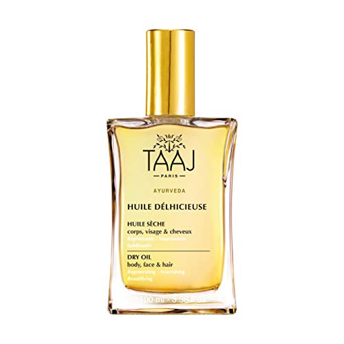 Delicious Dry Oil for Body, Skin, Face & Hair - For All Skin Types - All Natural Organic Blend Oil - Contains Primrose, Macadamia Oil for Men and Women. 3.38oz
