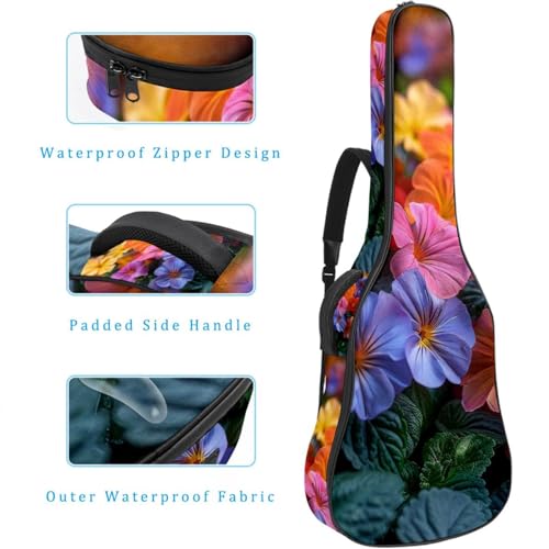 Housse de guitare acoustique 41 pouces multicolore avec poches