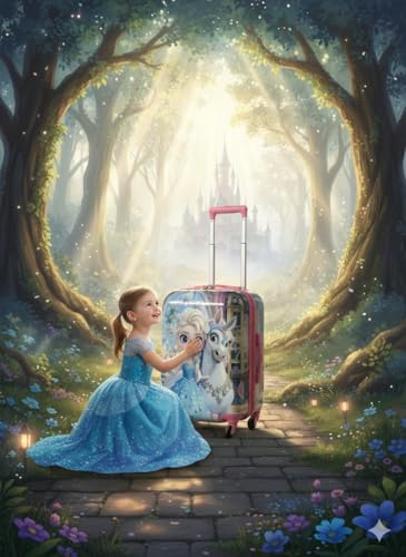 Image of ADSON Abs Kids Trolley 360 Rotating Luggage 360 Degree Wheels Princess Non-Breakable 20 Inch Kids Hardsided Suitcase with 4 Wheels, 360 Degree Wheel Travel Trolley Bag (Light Blue Princess)