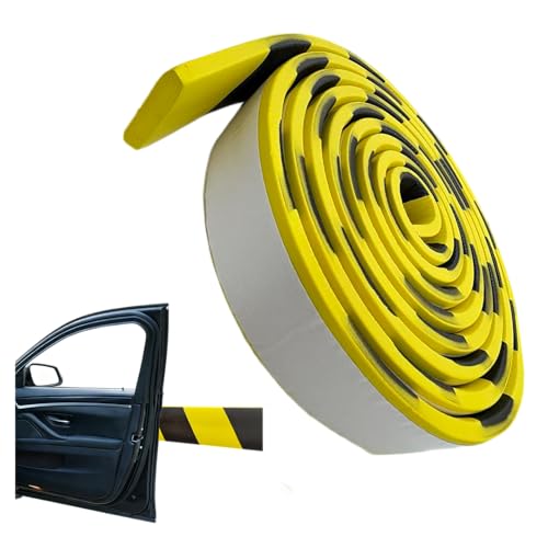 OYKSHDF Garage Wall Protector, 196.9in/5m High-Visibility Yellow/Black Car Door Protection, Self-Adhesive Foam Wall Guard Bumper, Parking Assist Walls Equipment Dangerous Area