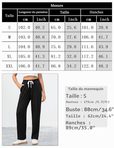 Crewhpo Pantalon Sport Femme Taille Haute Élastique Poches Style Sport – vue 6