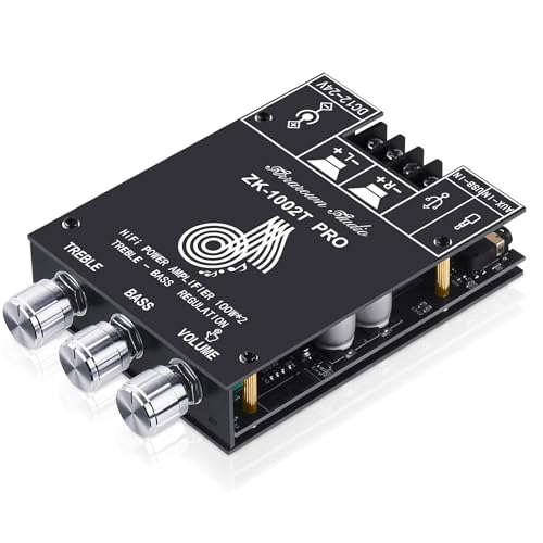 ARRAROWN 2.0 Channel Bluetooth 5.0 Amplifier Board 200W HiFi Subwoofer Audio AMP with Treble and Bass, BT USB and AUX Inputs, DC 12-24V 2.0 Channel Stereo AMP Module for DIY Speakers