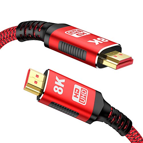 Câble HDMI 8K 2m, Snowkids 8K@60HZ & 4K@120HZ 7680P HDMI 2.1 Câble antidérapant version mise à jour avec eARC 48 Gbps HDR HDCP 2.3 compatible HDTV, PS3/PS4, PC, projecteur