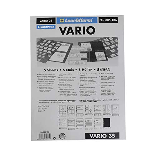 Pages VARIO 3S Lighthouse pour timbres - Lot de 5 recharges noires