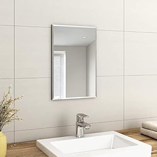 EMKE Bathroom Mirror 300x450mm, Wall Mounted Frameless HD Mirror for Vanity, Rectangle Hanging Bathroom Bedroom Shaving Mirror