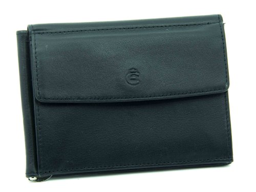 Pince à billets Esquire en cuir noir et métal précieux