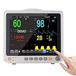 LTdlhFk Macchina per Segni Vitali da 12 Pollici, Monitor Paziente Multiparametrico, Monitoraggio Paziente Remoto Portatile, Monitoraggio ECG della Respirazione, Dell'ossigeno nel Sangue