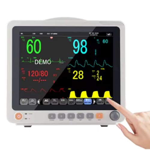 LTdlhFk 12-Zoll-Vitalzeichen-Gerät, Multiparameter-Patientenmonitor, Tragbare Patientenfernüberwachung, Atmung, Blutsauerstoff, Blutdruck, EKG-überwachung