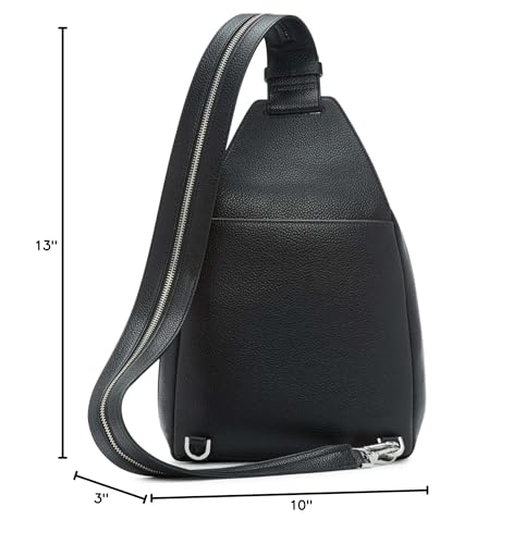 Image of Calvin Klein Women's Myra Backpack for Women - Vegan Leather Convertible Sling Backpack, 2 Pockets, Black /Silver, One Size