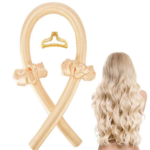 Loronoa Solon Heatless Curling Rod Headband，Heatless Curling Rod Headband You Can Sleep In，No Heat Curlers,No Heat Wave Hair Curlers Styling Tools for Long Medium Hair (Champagne)